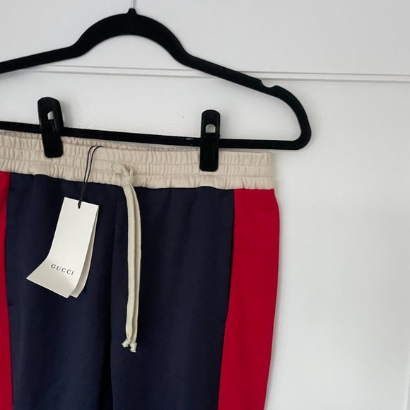Gucci Navy Pull-on Track Pants Small Elastic Waist Drawstring Striped Joggers - Picture 8 of 13
